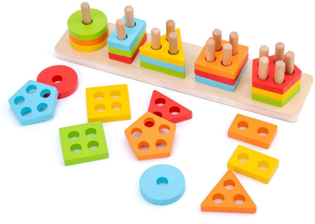 Wooden Sorting & Stacking Toy, Shape Sorter Toys for Toddlers