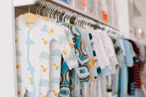 baby clothes in closet